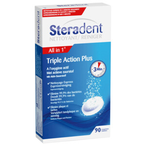 Steradent Triple Action Plus Kunstgebit Reiniger - 7.75 euro