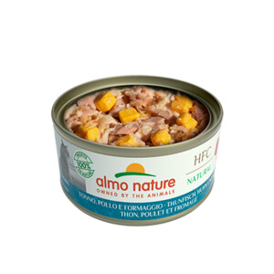 24x Almo Nature HFC Natural Kattenvoer Nat Blikje Tonijn & Kip & Kaas 70 gr