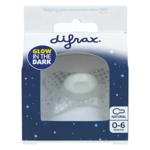 2x Difrax Fopspeen Natural 0+ mnd Glow In The Dark - 9.79 euro