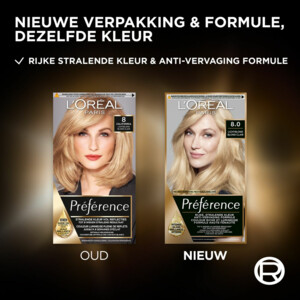 L'Oréal Préférence Permanente Haarkleuring 8.0 Lichtblond - 22.99 euro