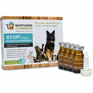 STOP! Animal Bodyguard Aromatherapie Anti Vlooien en Teken Druppels  Hond en Kat 4 x 8 ml