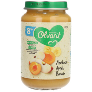 6x Olvarit Fruithapje 8m Abrikoos Appel Banaan - 11.26 euro