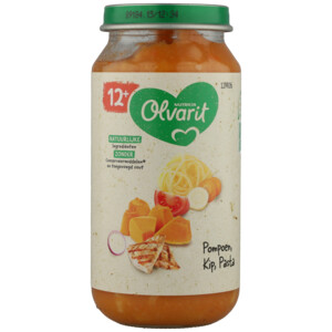 6x Olvarit Maaltijd 12m Pompoen Kip Pasta - 14.09 euro