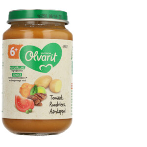 6x Olvarit Maaltijd 6m Tomaat Rundvlees Aardappel Wortel - 12.17 euro