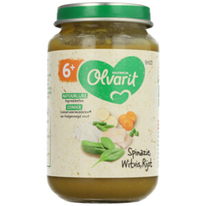 6x Olvarit Maaltijd 6m Spinazie Witvis Rijst - 12.17 euro