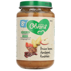 6x Olvarit Maaltijd 8m Bruine bonen Appel Rundvlees Aardappel - 11.83 euro
