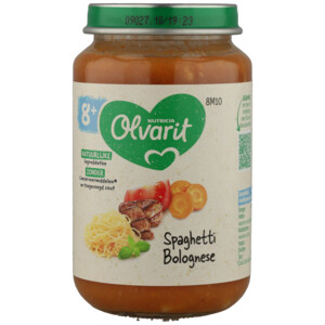 6x Olvarit Maaltijd 8m Spaghetti Bolognese - 12.17 euro