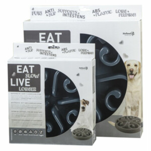 Eat Slow Live Longer Anti-schrok Voerbak Rond Grijs 30 cm