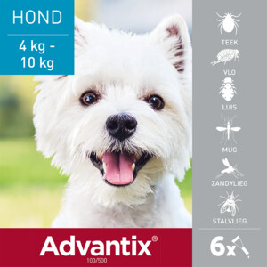 Advantix Spot On 100 Anti Vlooien en Teken Druppels Hond 4 - 10 kg 6 pipetten
