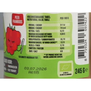 Love My Veggies Fruitspread Peer Framboos - 3.25 euro