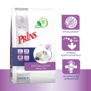 Prins VitalCare Veterinary Diet Hypoallergic Moderate Calorie Kattenvoer - 28.5 euro