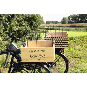 Beeztees Houten Fietsmand Journey met Draadkap 45 x 33 x 45 cm