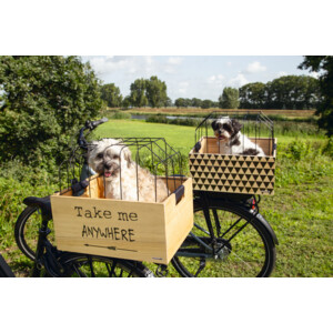 Beeztees Houten Fietsmand Journey met Draadkap 45 x 33 x 45 cm