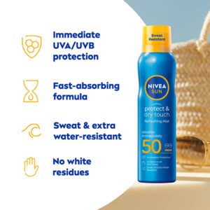 NIVEA Sun Protect en Dry Touch Verfrissende Vernevelende Spray SPF 50 - 28.99 euro