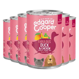 6x Edgard & Cooper Blik Vers Vlees Puppy Hondenvoer Eend - Kip